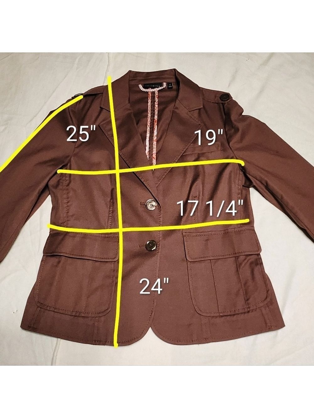 The Limited Brown Cotton Blend Fitted Career Blazer Jacket Size 8 - Picture 10 of 10